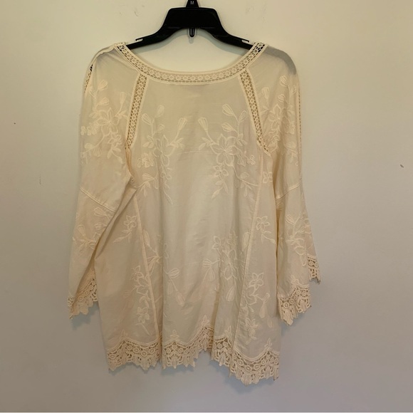 Soft Surroundings Floral Embroidered Bohemian Quarter Sleeve Blouse Medium - Picture 8 of 11